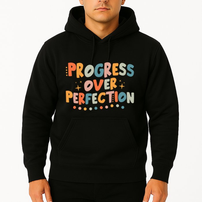Growth Mindset Progress Over Perfection Back To School Retro Hoodie