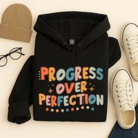 Growth Mindset Progress Over Perfection Back To School Retro Hoodie