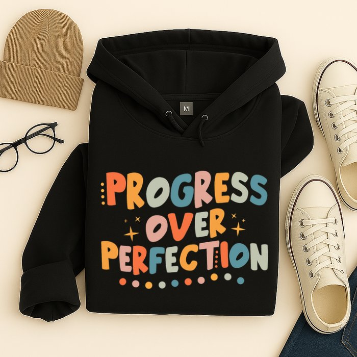 Growth Mindset Progress Over Perfection Back To School Retro Hoodie