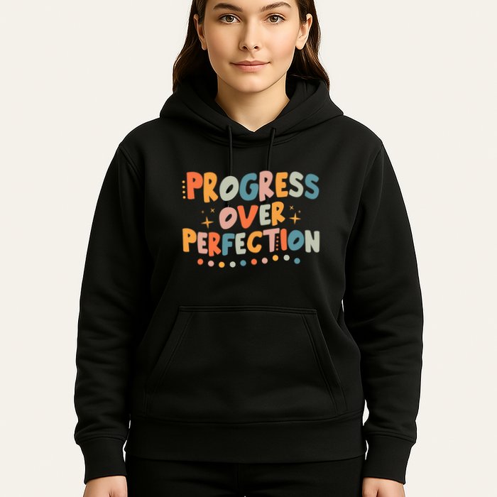 Growth Mindset Progress Over Perfection Back To School Retro Hoodie