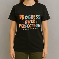 Growth Mindset Progress Over Perfection Back To School Retro T-Shirt