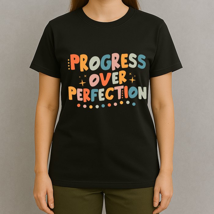 Growth Mindset Progress Over Perfection Back To School Retro T-Shirt
