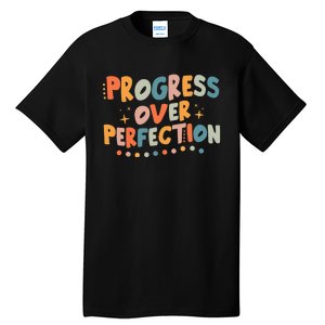 Growth Mindset Progress Over Perfection Back To School Retro Tall T-Shirt