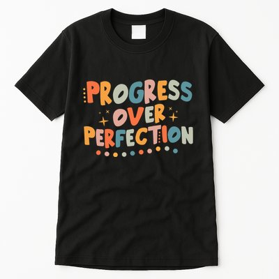 Growth Mindset Progress Over Perfection Back To School Retro Tall T-Shirt