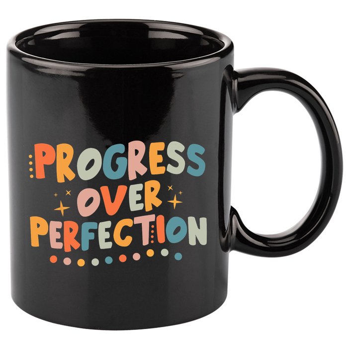 Growth Mindset Progress Over Perfection Back To School Retro 11oz C Handle Ceramic Mug