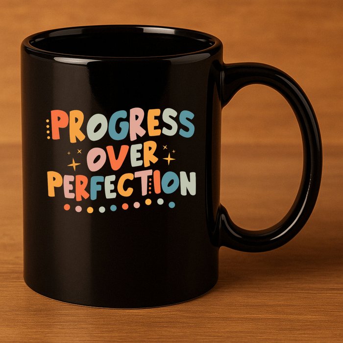 Growth Mindset Progress Over Perfection Back To School Retro 11oz C Handle Ceramic Mug