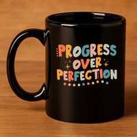 Growth Mindset Progress Over Perfection Back To School Retro 11oz C Handle Ceramic Mug