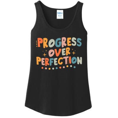 Growth Mindset Progress Over Perfection Back To School Retro Ladies Essential Tank