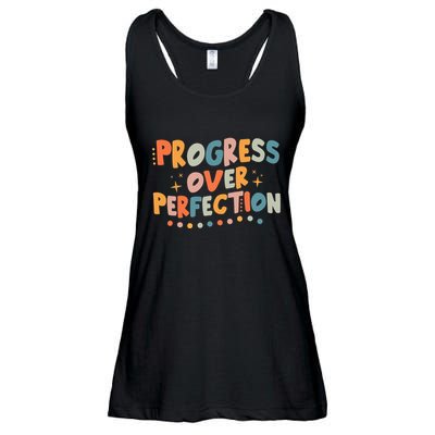 Growth Mindset Progress Over Perfection Back To School Retro Ladies Essential Flowy Tank