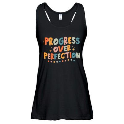 Growth Mindset Progress Over Perfection Back To School Retro Ladies Essential Flowy Tank