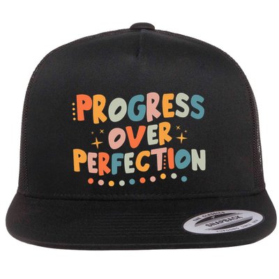 Growth Mindset Progress Over Perfection Back To School Retro Flatbill Hat