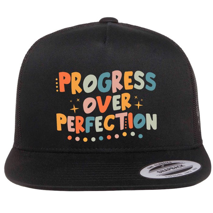 Growth Mindset Progress Over Perfection Back To School Retro Flatbill Hat
