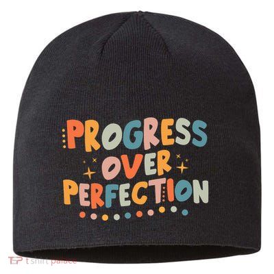 Growth Mindset Progress Over Perfection Back To School Retro Sustainable Beanie