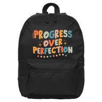 Growth Mindset Progress Over Perfection Back To School Retro 16 in Basic Backpack