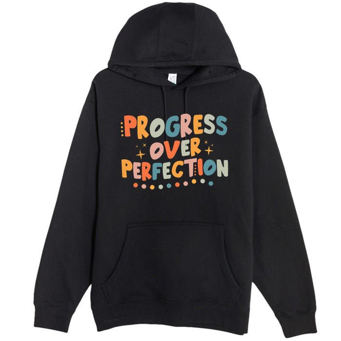Growth Mindset Progress Over Perfection Back To School Retro Premium Pullover Hoodie
