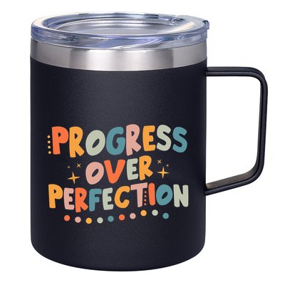 Growth Mindset Progress Over Perfection Back To School Retro 12oz Stainless Steel Coffee Mug