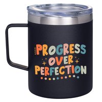 Growth Mindset Progress Over Perfection Back To School Retro 12oz Stainless Steel Coffee Mug