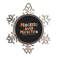 Growth Mindset Progress Over Perfection Back To School Retro Metallic Star Ornament