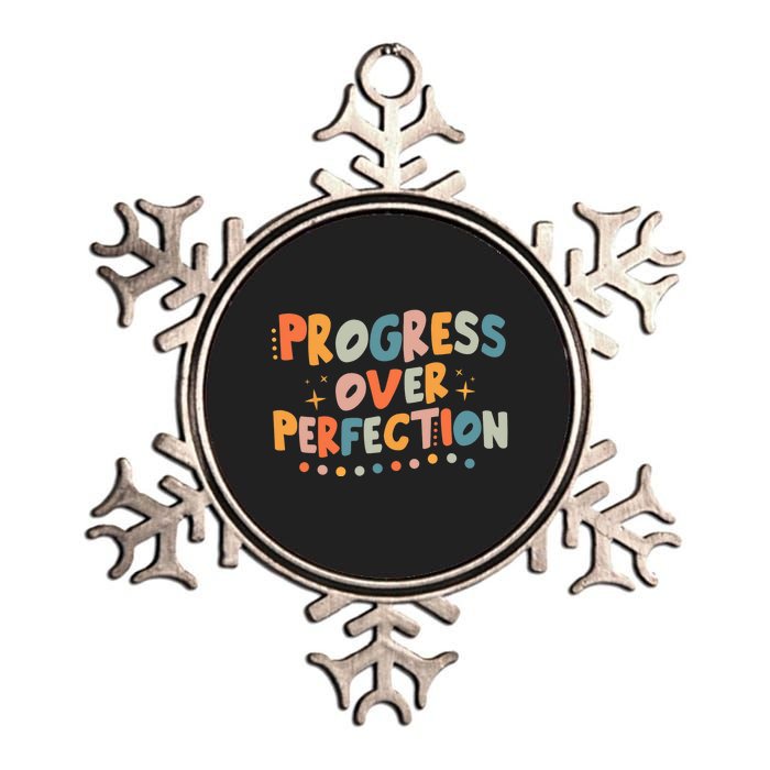 Growth Mindset Progress Over Perfection Back To School Retro Metallic Star Ornament