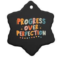 Growth Mindset Progress Over Perfection Back To School Retro Ceramic Star Ornament