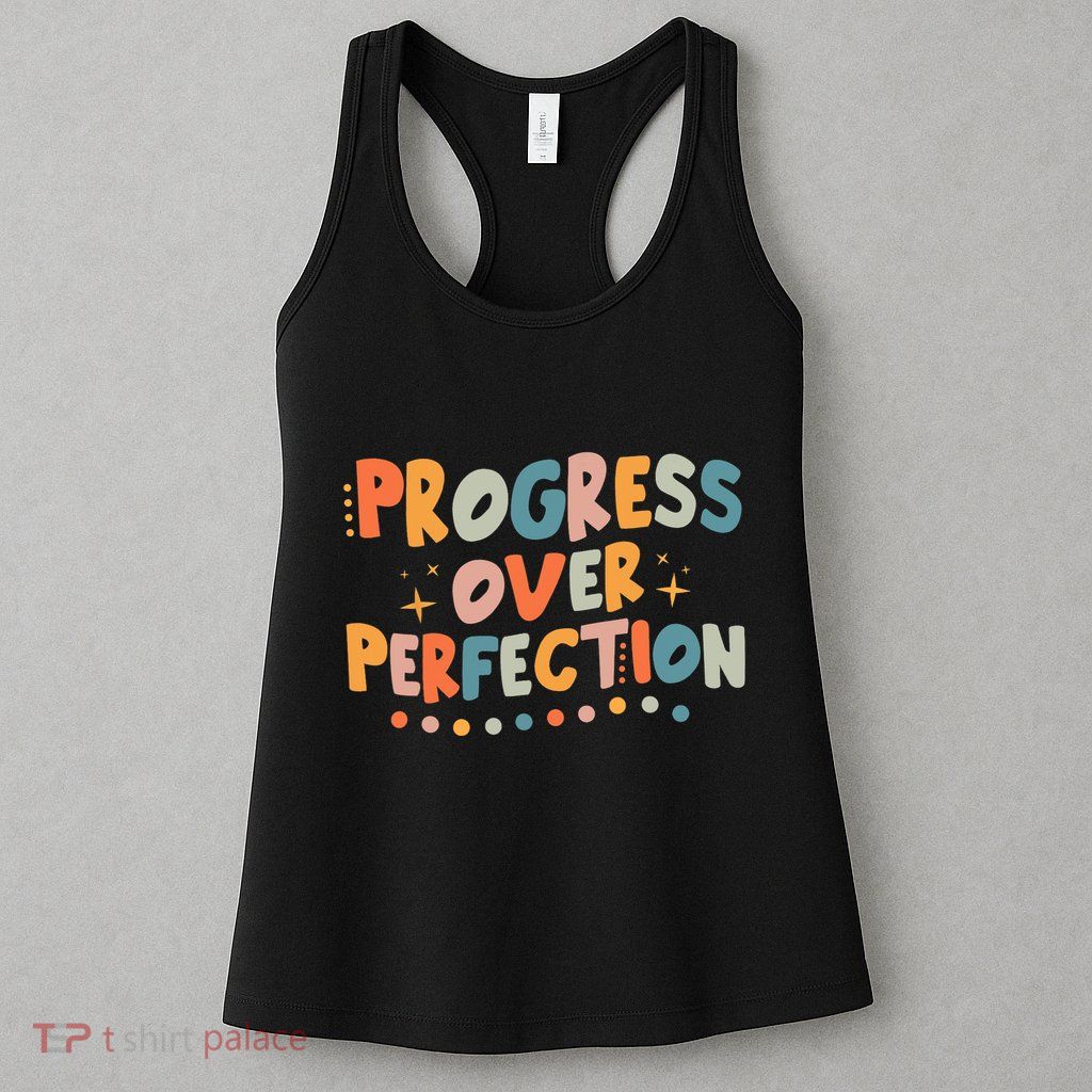 Growth Mindset Progress Over Perfection Back To School Retro Womens Tank Top