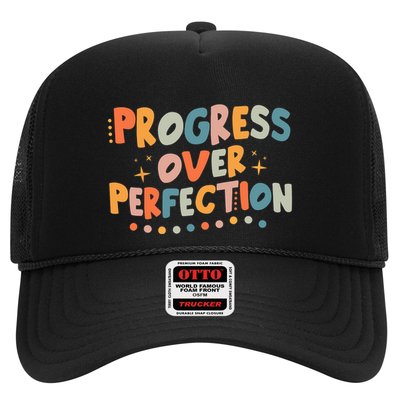 Growth Mindset Progress Over Perfection Back To School Retro Trucker Hat