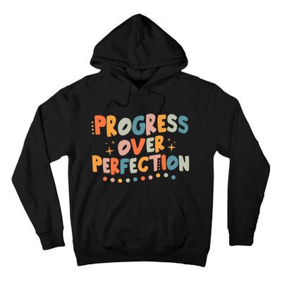 Growth Mindset Progress Over Perfection Back To School Retro Tall Hoodie