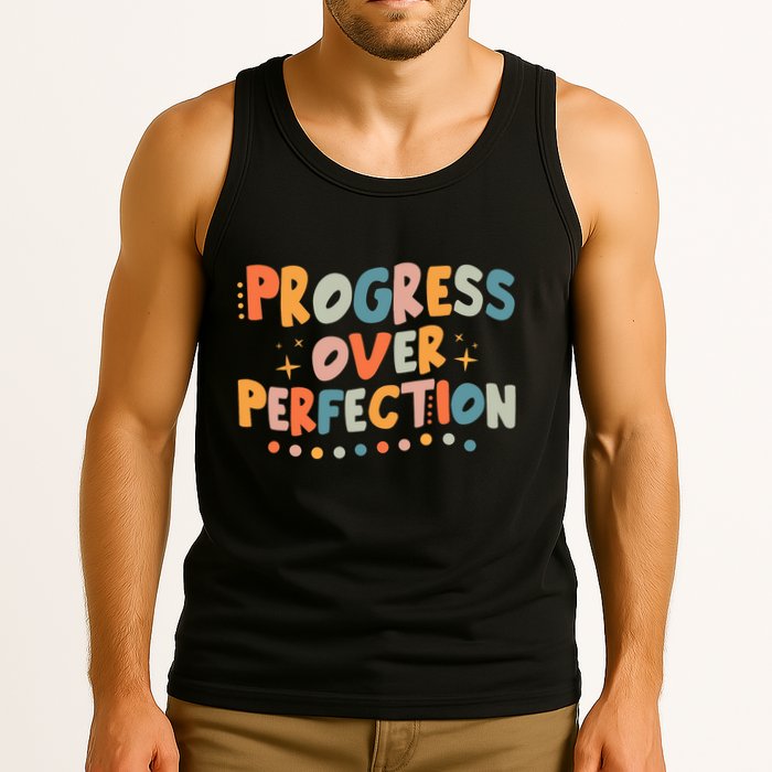 Growth Mindset Progress Over Perfection Back To School Retro Tank Top
