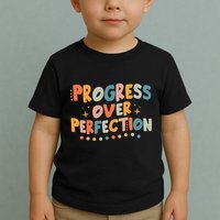 Growth Mindset Progress Over Perfection Back To School Retro Toddler T-Shirt