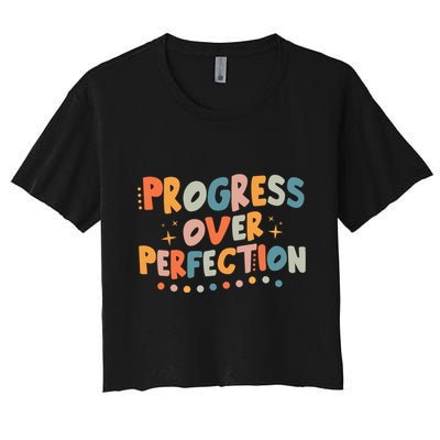 Growth Mindset Progress Over Perfection Back To School Retro Crop Top