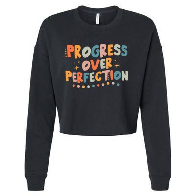 Growth Mindset Progress Over Perfection Back To School Retro Cropped Pullover Crew