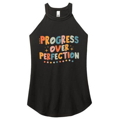 Growth Mindset Progress Over Perfection Back To School Retro Women's Perfect Tri Rocker Tank