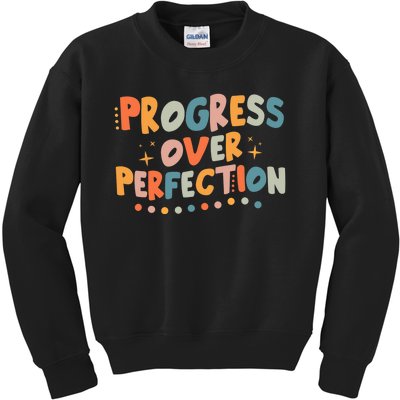 Growth Mindset Progress Over Perfection Back To School Retro Kids Sweatshirt