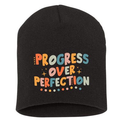 Growth Mindset Progress Over Perfection Back To School Retro Short Acrylic Beanie