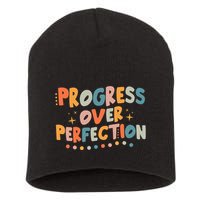Growth Mindset Progress Over Perfection Back To School Retro Short Acrylic Beanie