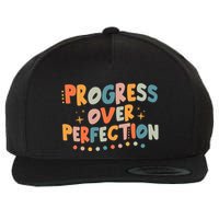 Growth Mindset Progress Over Perfection Back To School Retro Wool Snapback Cap