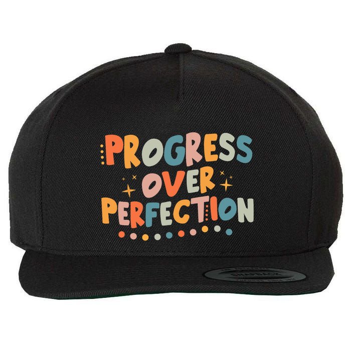 Growth Mindset Progress Over Perfection Back To School Retro Wool Snapback Cap