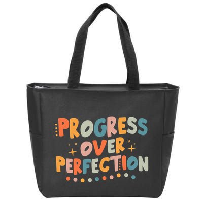 Growth Mindset Progress Over Perfection Back To School Retro Zip Tote Bag