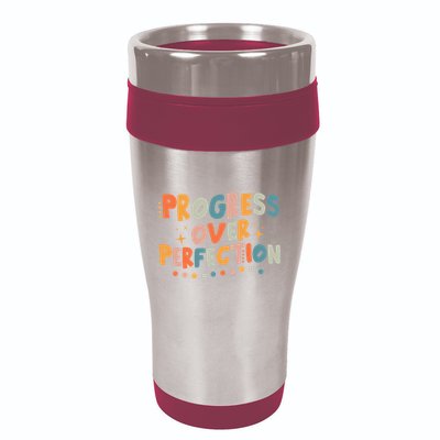 Growth Mindset Progress Over Perfection Back To School Retro 16oz Travel Tumbler