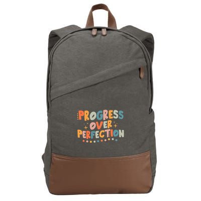 Growth Mindset Progress Over Perfection Back To School Retro Cotton Canvas Backpack
