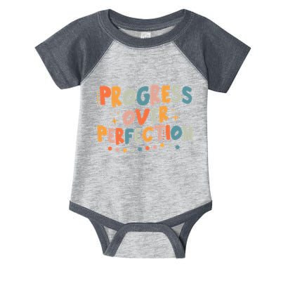 Growth Mindset Progress Over Perfection Back To School Retro Infant Baby Jersey Bodysuit