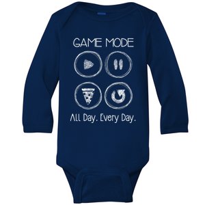 Game Mode Play Pause Eat Repeat Eat Sleep Game Repeat Funny Gift Baby Long Sleeve Bodysuit