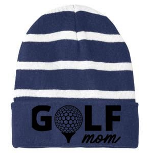 Golf Mom Premium Striped Beanie with Solid Band