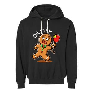 Gingerbread Man Playing Pickleball Garment-Dyed Fleece Hoodie