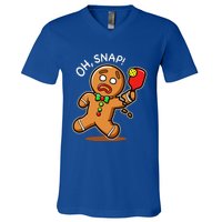 Gingerbread Man Playing Pickleball V-Neck T-Shirt