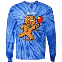 Gingerbread Man Playing Pickleball Tie-Dye Long Sleeve Shirt