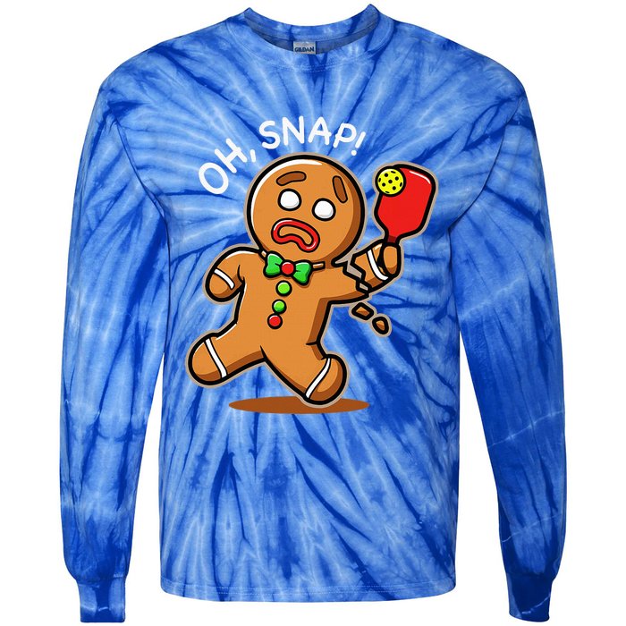 Gingerbread Man Playing Pickleball Tie-Dye Long Sleeve Shirt