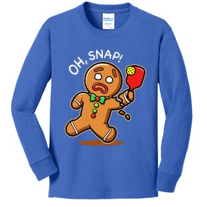 Gingerbread Man Playing Pickleball Kids Long Sleeve Shirt