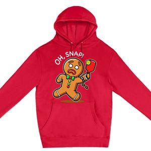 Gingerbread Man Playing Pickleball Premium Pullover Hoodie