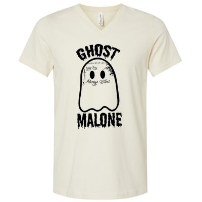 Ghost Malone Post Malone Funny Ghost Halloween V-Neck T-Shirt